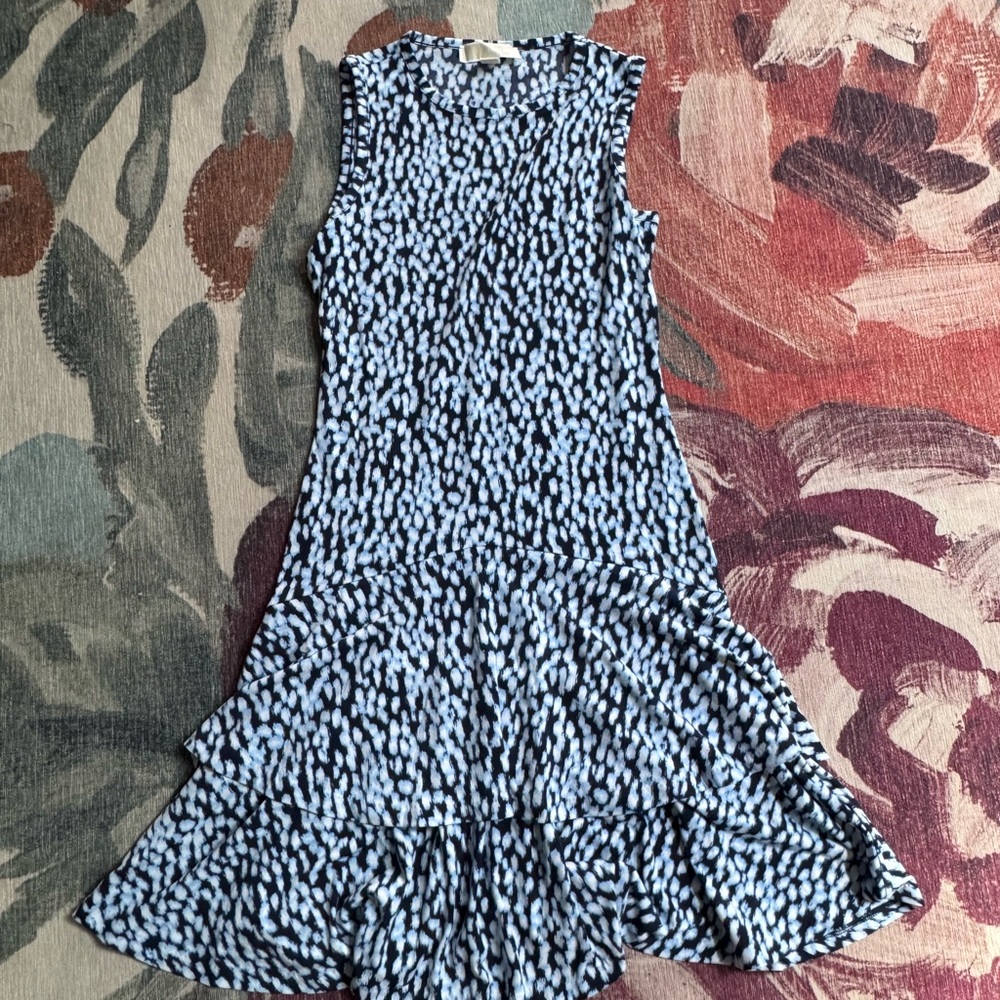 Michael Kors High Low Sleeveless Black and Blue Dress